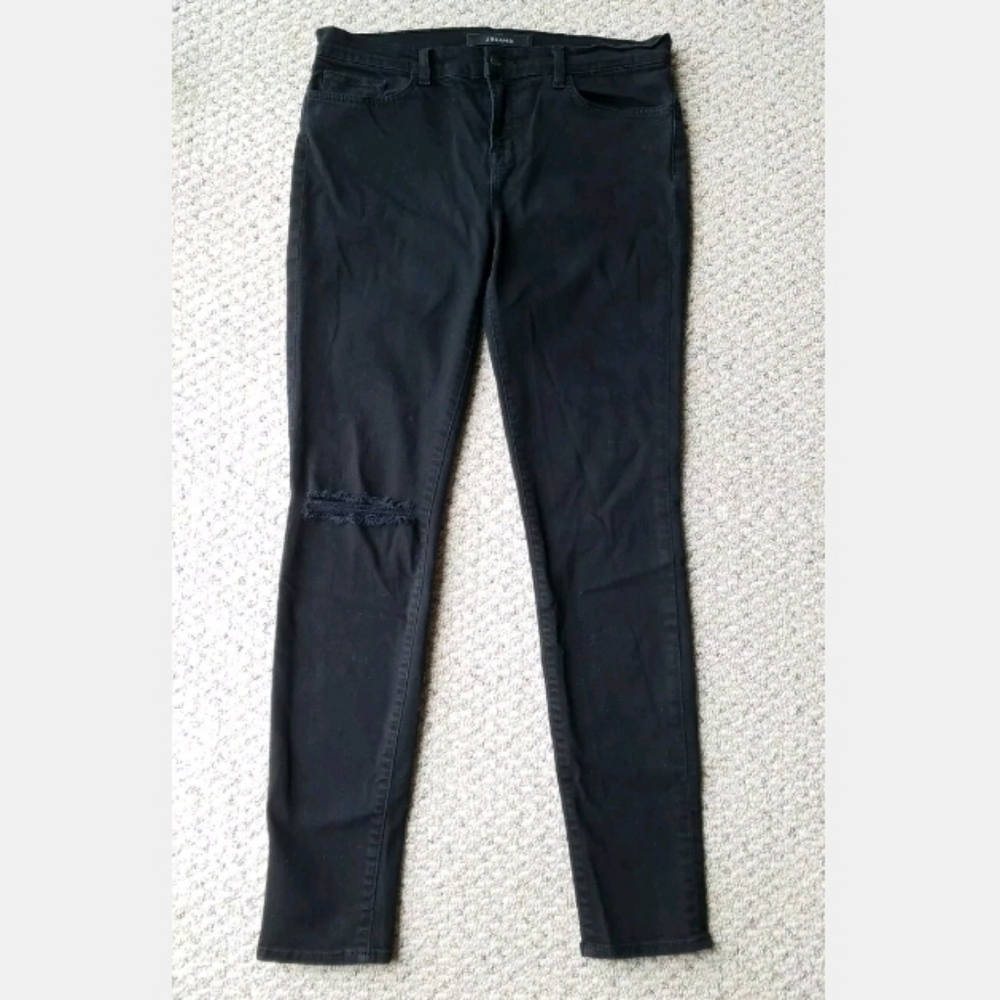 J Brand Distressed Mid Rise Knee Skinny Jean In Sh